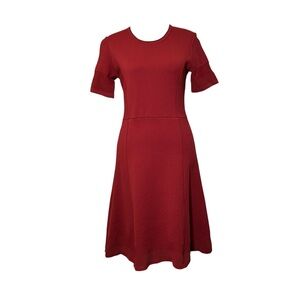 Biana Dress Size 6 Brick Red Stretch Knit Fit & Flare Short Sleeved Career